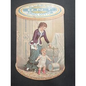 1880s Clarks Spool Cotton Trade Card Die Cut Advertising Thread  Machine Sewing